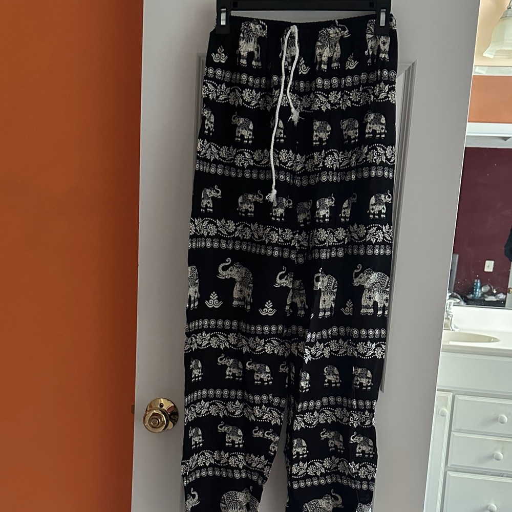 Elephant Print Black Lounge Pants